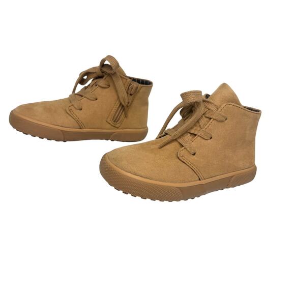 Cat & Jack Faux Suede High Top Boots 9 Tan Toddler Boys Desert Brogan Casual NIB - Picture 4 of 8